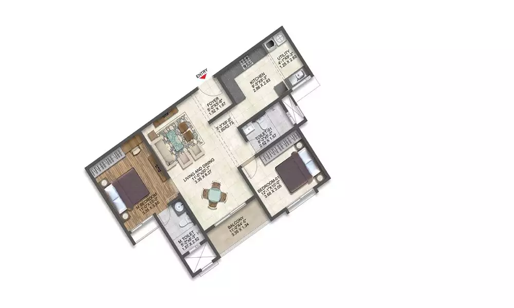 Majestique Signature Towers Balewadi 2 BHK floor plan