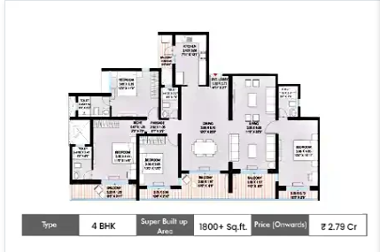 Godrej Emerald Waters 4bhk floor plan