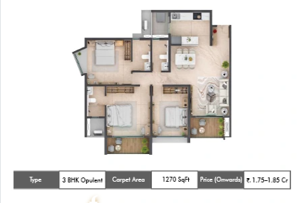 Codename Tree Clouds by SP kingstown 3 BHK floor plan
