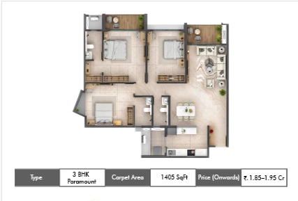 Codename Tree Clouds by SP kingstown 3 BHK floor plan