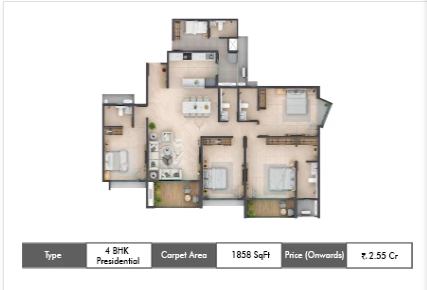 Codename Tree Clouds by SP kingstown 4 BHK floor plan